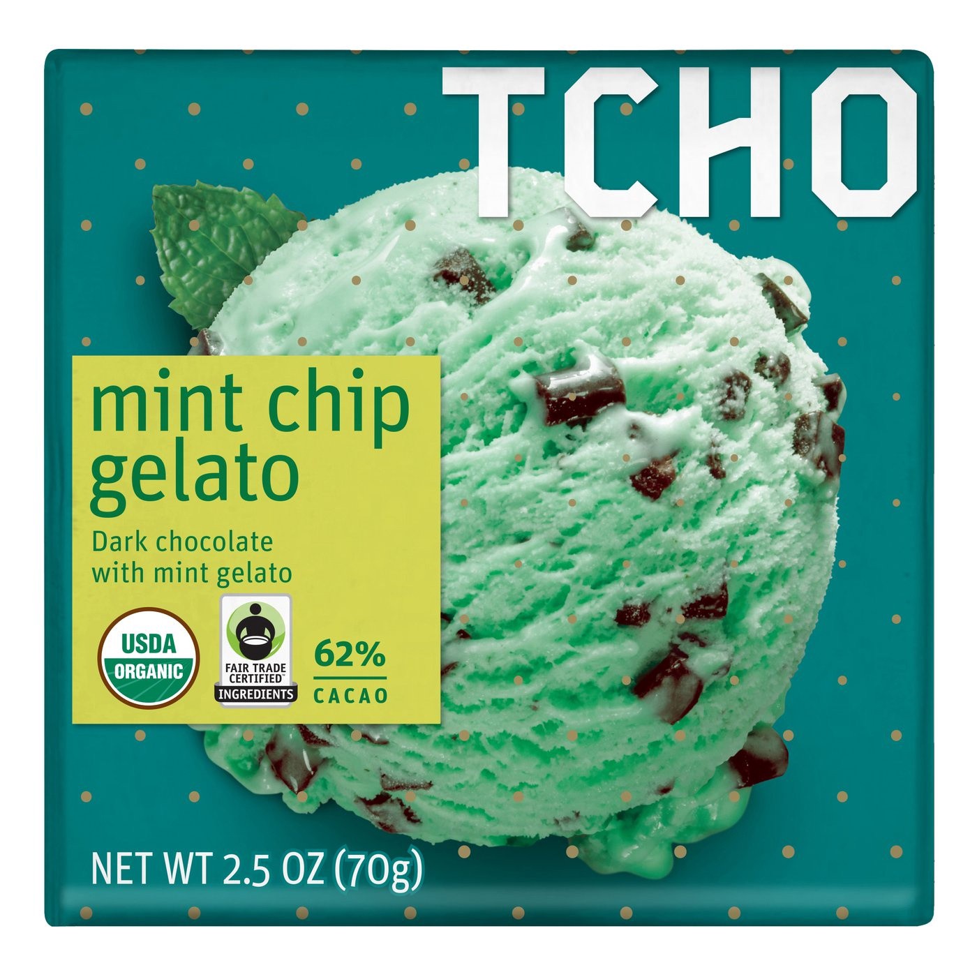 slide 1 of 1, TCHO Mint Chip Gelato Dark Chocolate Bar, 2.5 oz