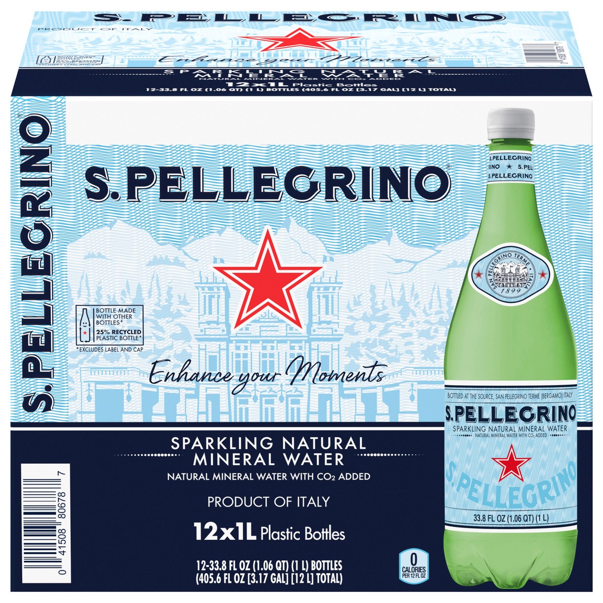 slide 1 of 7, S.Pellegrino Sparkling Natural Mineral Water, 12 Pack of Plastic Bottles 405.6 fl oz., 12 ct; 33.8 fl oz