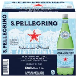 S.Pellegrino Sparkling Natural Mineral Water, 12 Pack of Plastic Bottles 405.6 fl oz.