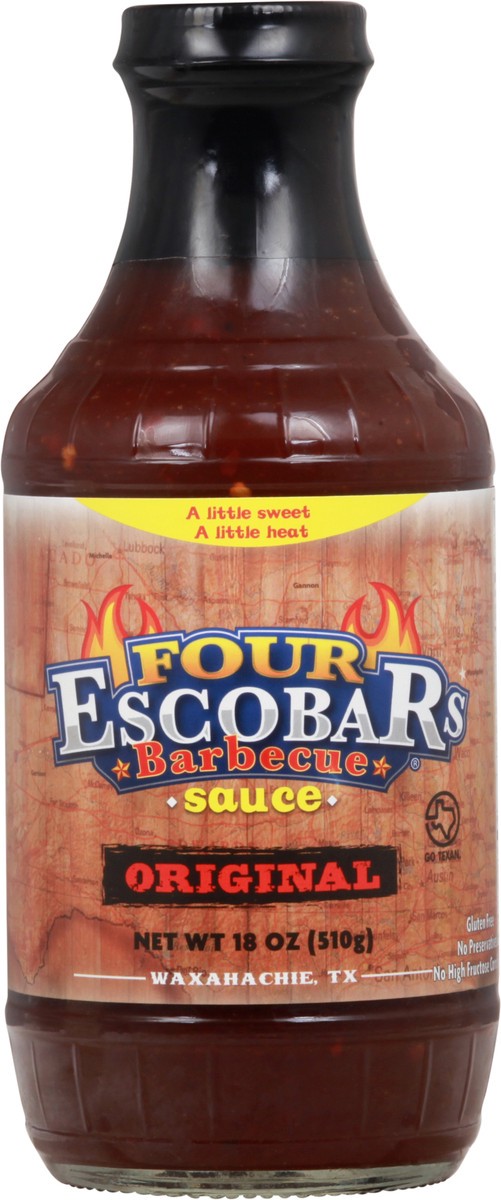 slide 5 of 12, Four Escobars Original Barbecue Sauce 18 oz Bottle, 18 oz