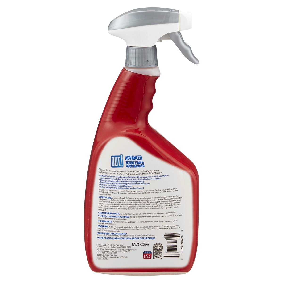 slide 2 of 2, OUT! Advanced Severe Stain & Odor Remover, 32 oz
