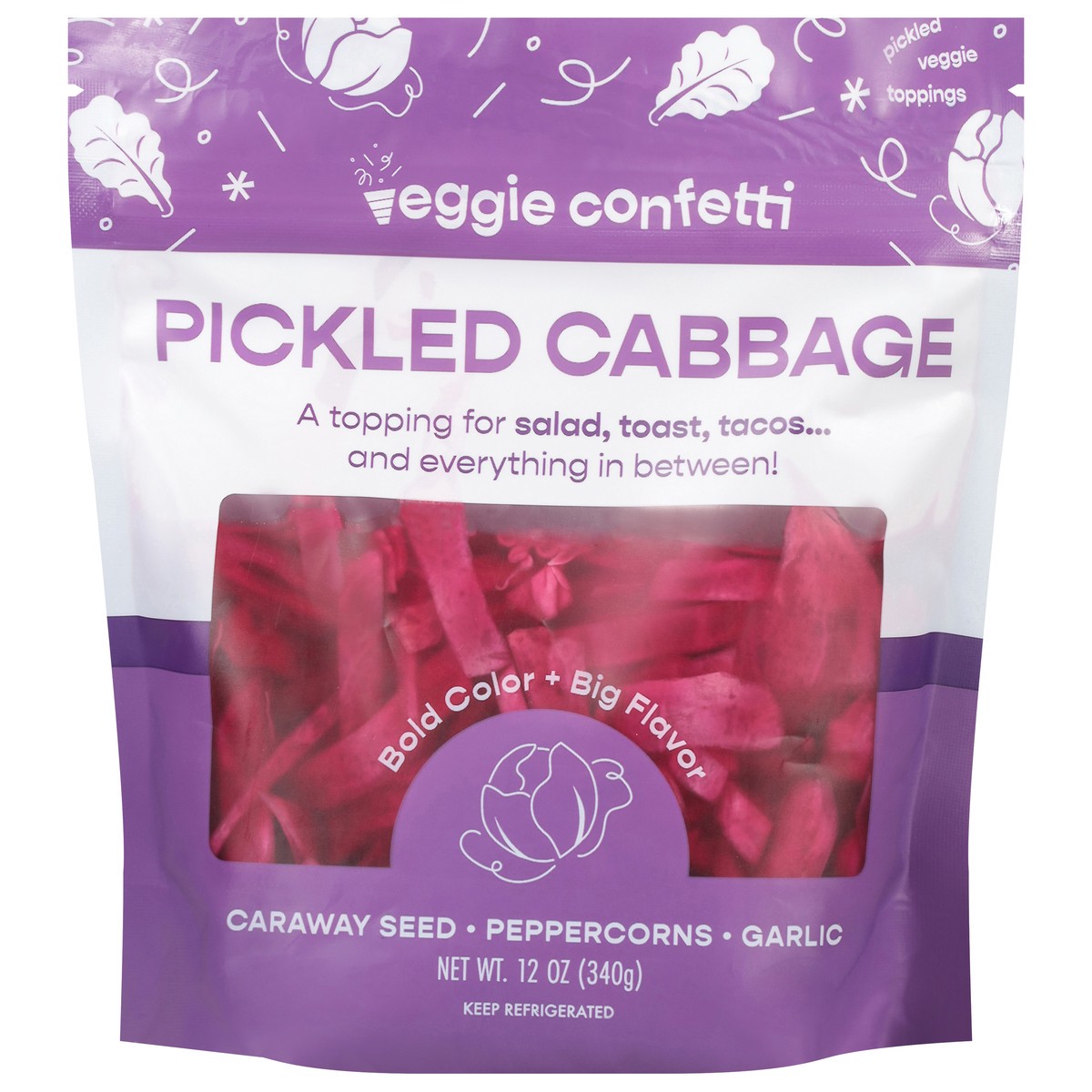 slide 2 of 13, Veggie Confetti Pickled Cabbage 12 oz, 12 oz