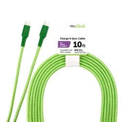 CellCandy Charge and Sync Cable - Green, 10 ft