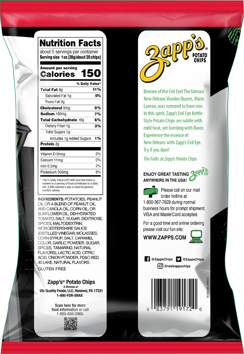 slide 5 of 12, Zapps Potato Chips Evil Eye New Orleans Kettle Style Potato Chips, 4.75 oz