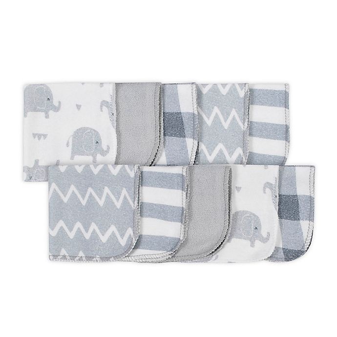 slide 1 of 6, Gerber Elephant Wash Cloths - Grey, 10 ct