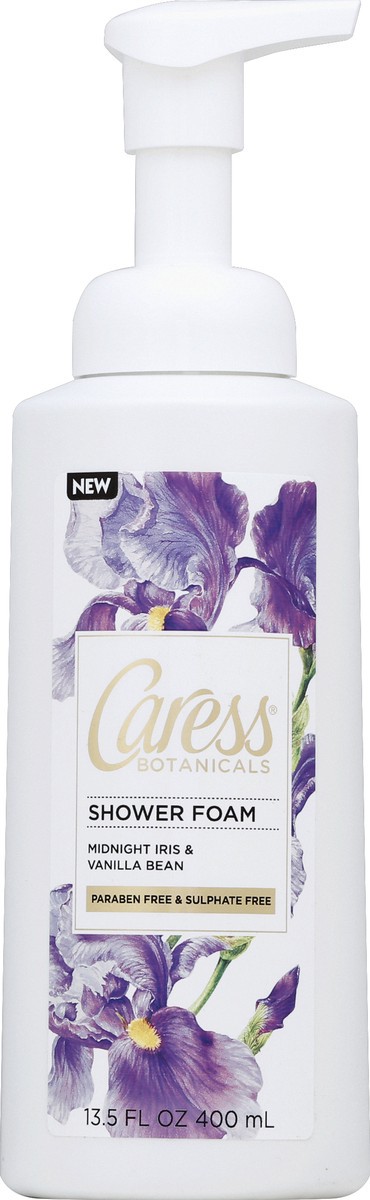 slide 5 of 6, Caress Botanicals Midnight Iris And Vanilla Bean Shower Foam, 13.5 oz