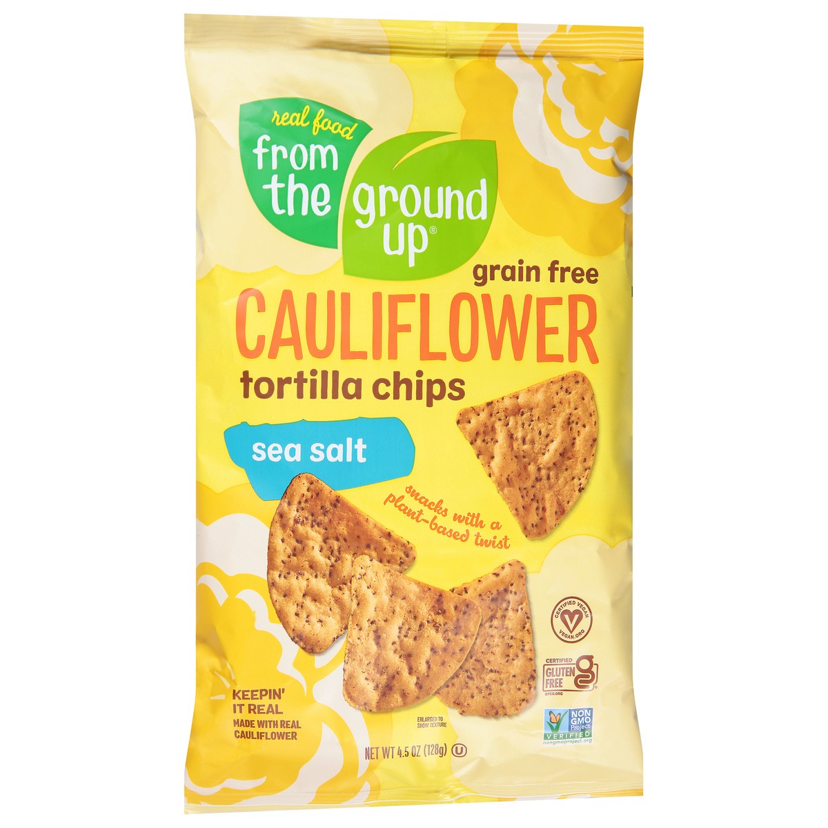 slide 9 of 13, Real Food From the Ground Up Grain Free Cauliflower Sea Salt Tortilla Chips 4.5 oz, 4.5 oz