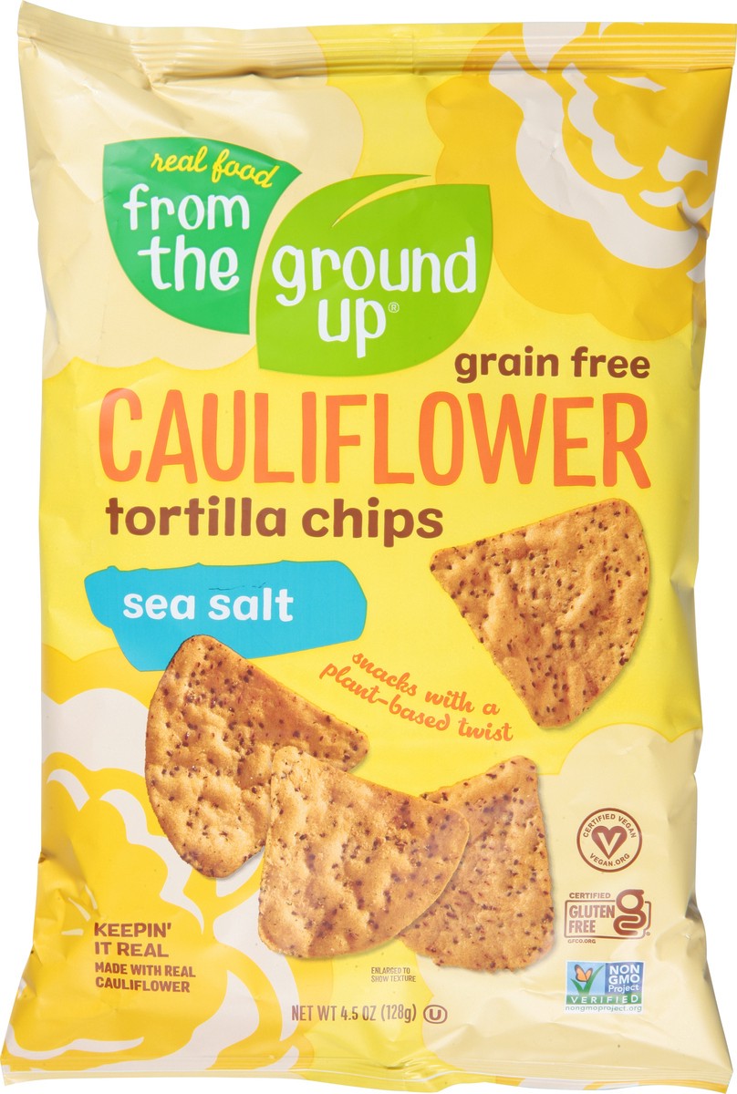 slide 13 of 13, Real Food From the Ground Up Grain Free Cauliflower Sea Salt Tortilla Chips 4.5 oz, 4.5 oz