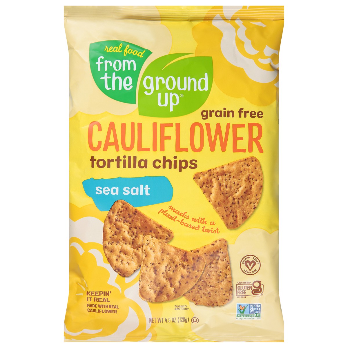 slide 11 of 13, Real Food From the Ground Up Grain Free Cauliflower Sea Salt Tortilla Chips 4.5 oz, 4.5 oz