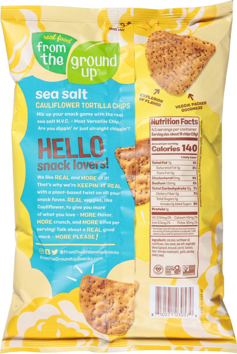 slide 8 of 13, Real Food From the Ground Up Grain Free Cauliflower Sea Salt Tortilla Chips 4.5 oz, 4.5 oz