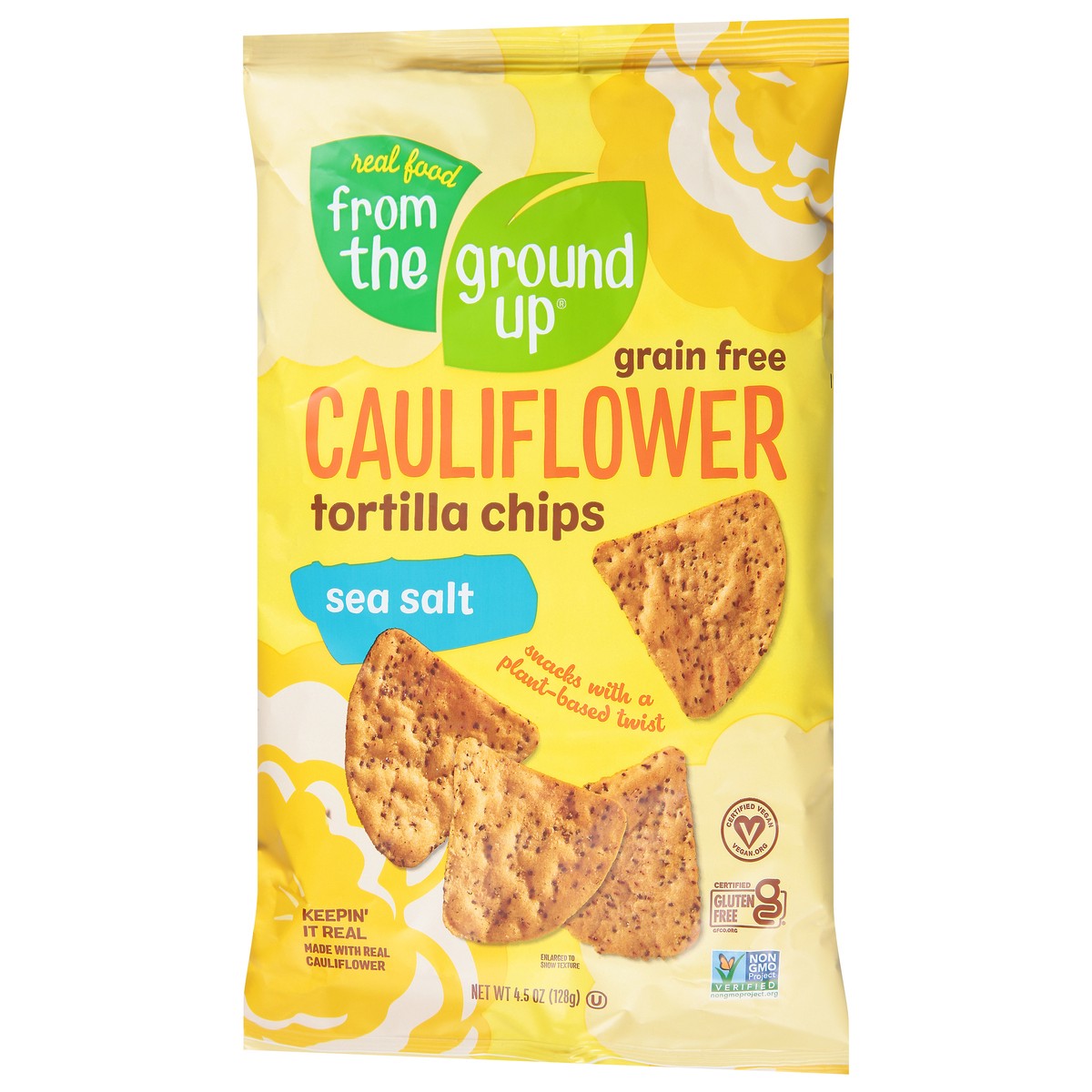 slide 7 of 13, Real Food From the Ground Up Grain Free Cauliflower Sea Salt Tortilla Chips 4.5 oz, 4.5 oz