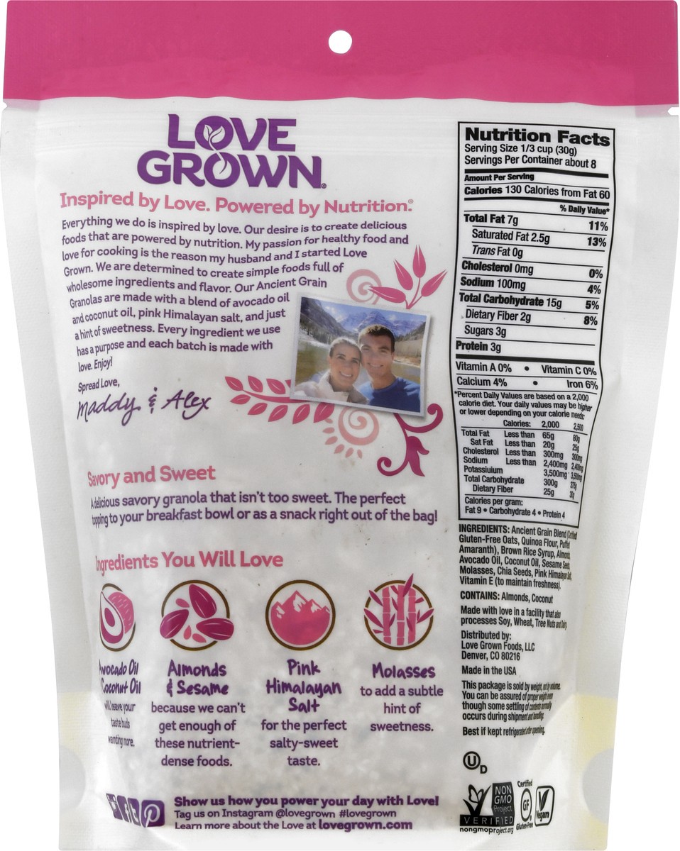 slide 10 of 13, Love Grown Almond Sesame Pink Himalayan Salt Granola 9 oz, 9 oz