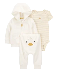 Carter's Baby 3-Piece Duck Little Cardigan Set - Ivory - 6M