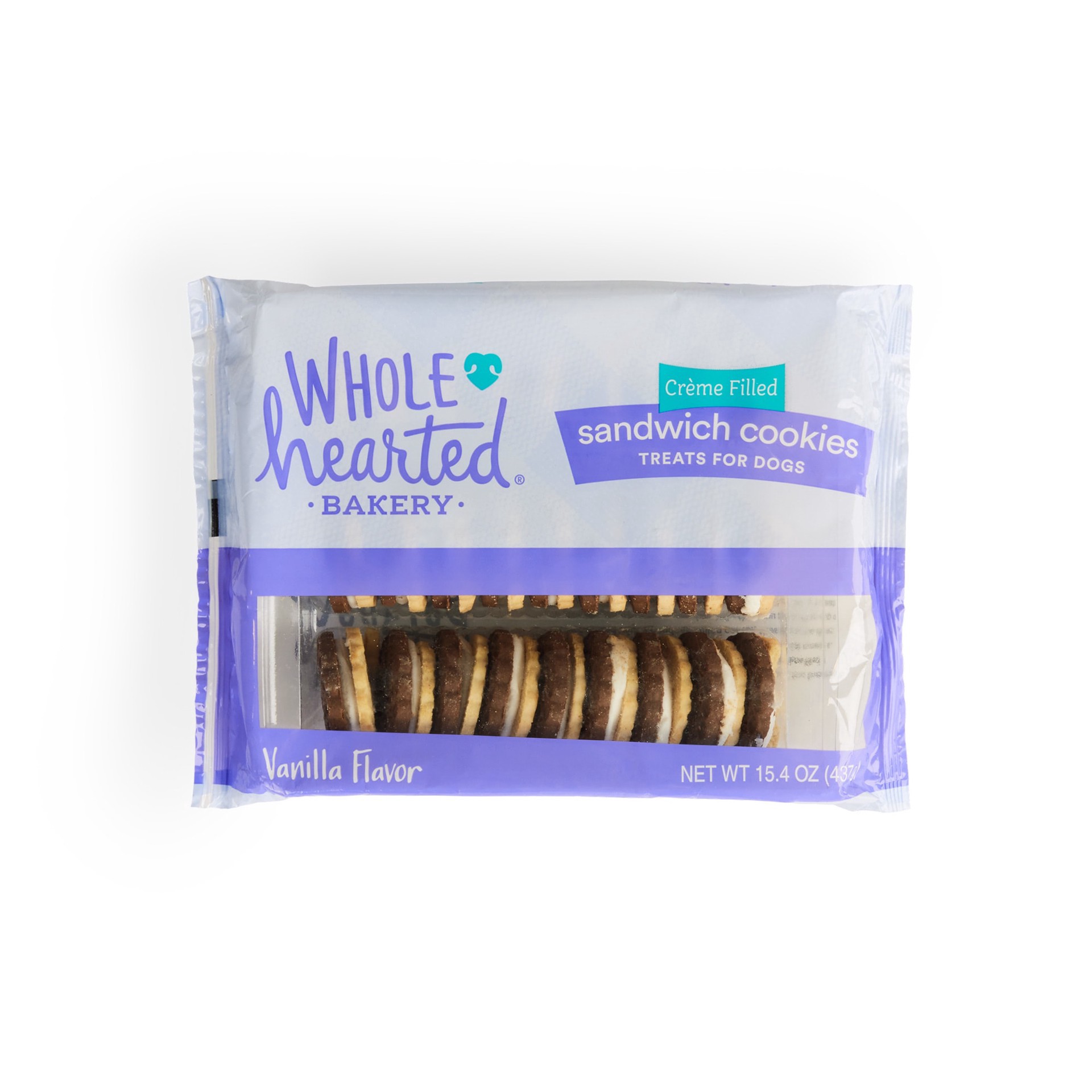 slide 1 of 1, WholeHearted Duplex Creme Sandwich Cookies Dog Treats, 15.4 oz., 1 ct