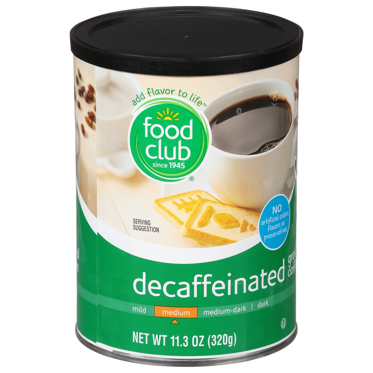 slide 2 of 9, Food Club Decaffeinated Ground Medium Coffee 11.3 oz, 11.3 oz