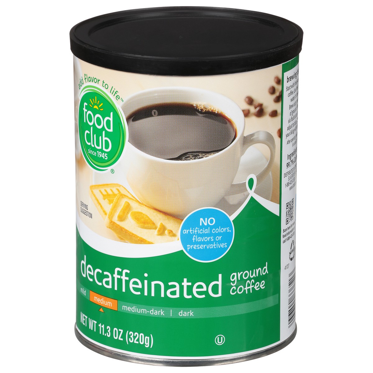 slide 3 of 9, Food Club Decaffeinated Ground Medium Coffee 11.3 oz, 11.3 oz