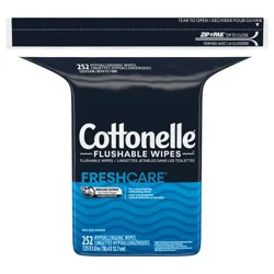 Cottonelle Fresh Care Flushable Wet Wipes, Adult Wet Wipes, 1 Refill Pack, 252 Total Wipes