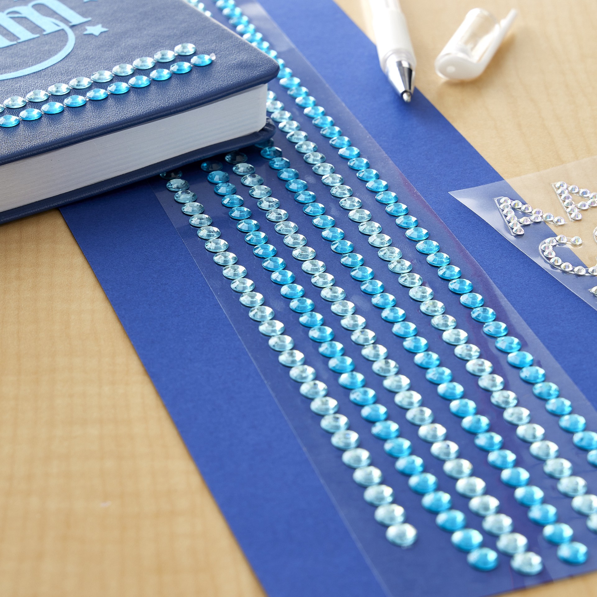 slide 4 of 4, Blue Combo Rhinestone Borders By Recollections, 2.75 in x 12.25 in