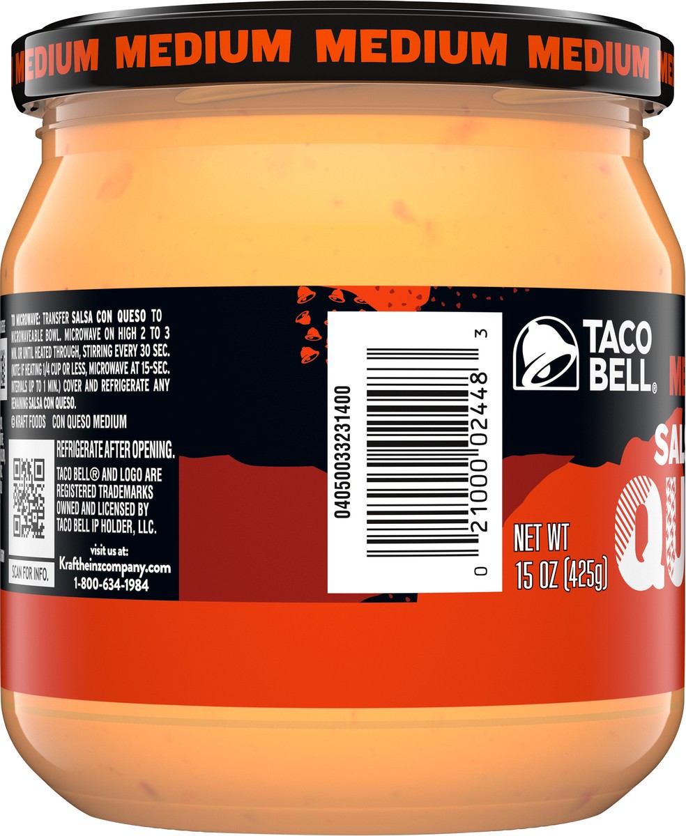 slide 2 of 11, Taco Bell Medium Salsa Con Queso Cheese Dip, 16 oz Jar, 16 oz