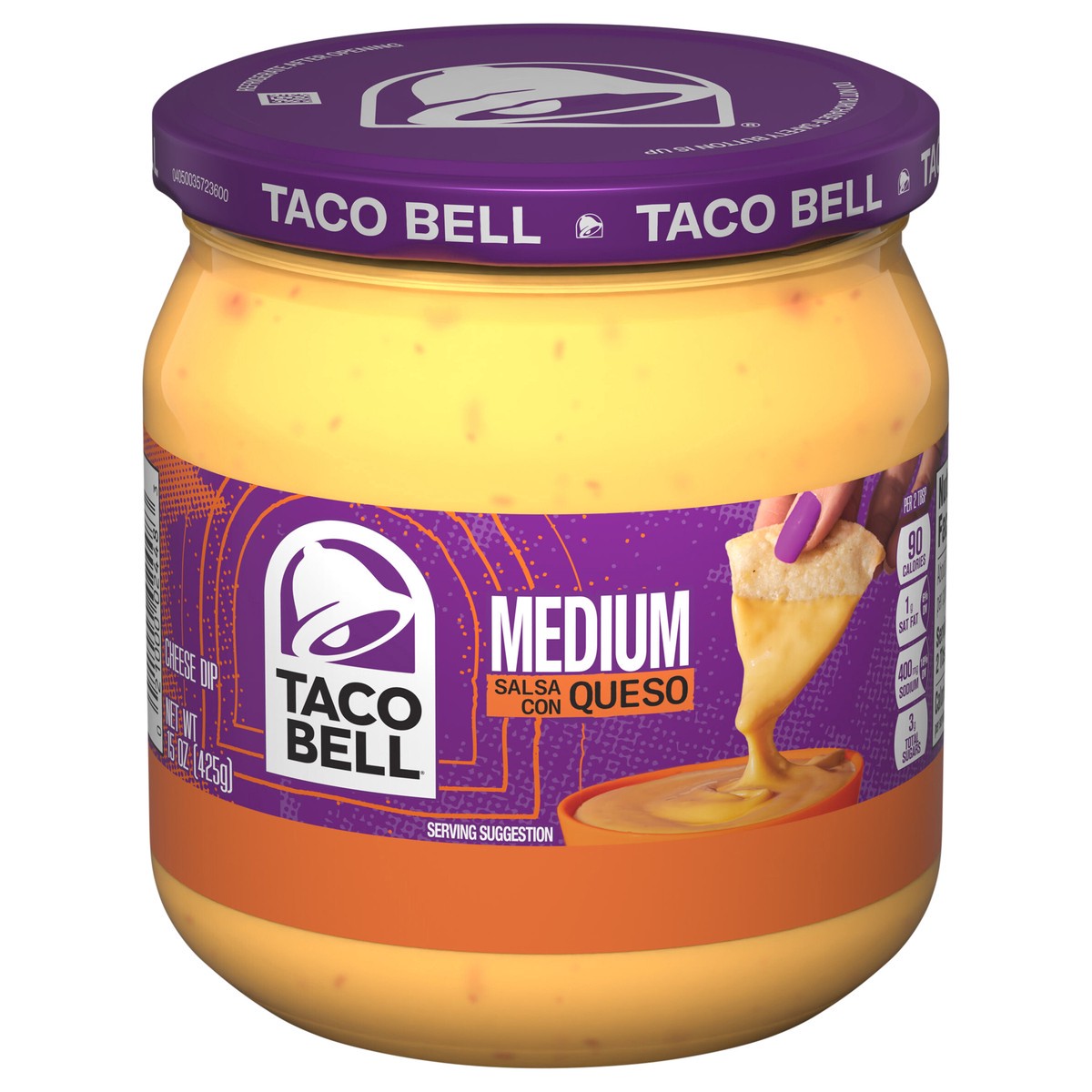 slide 1 of 11, Taco Bell Medium Salsa Con Queso Cheese Dip, 16 oz Jar, 16 oz