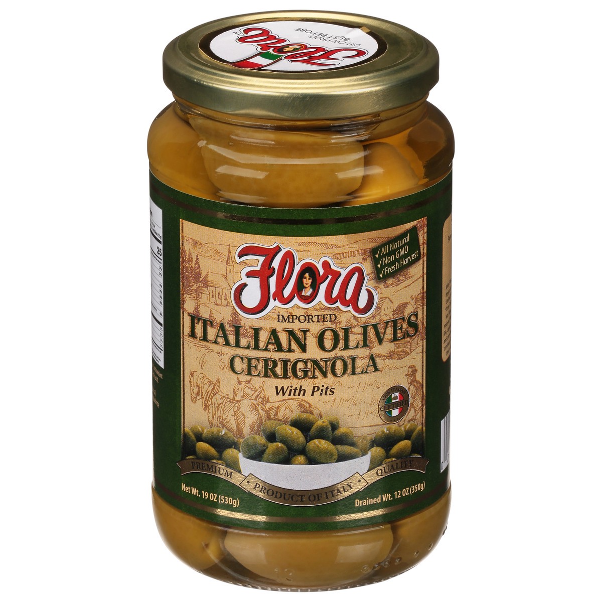 slide 1 of 13, Flora Cerignola Italian Olives with Pits 19 oz, 19 oz