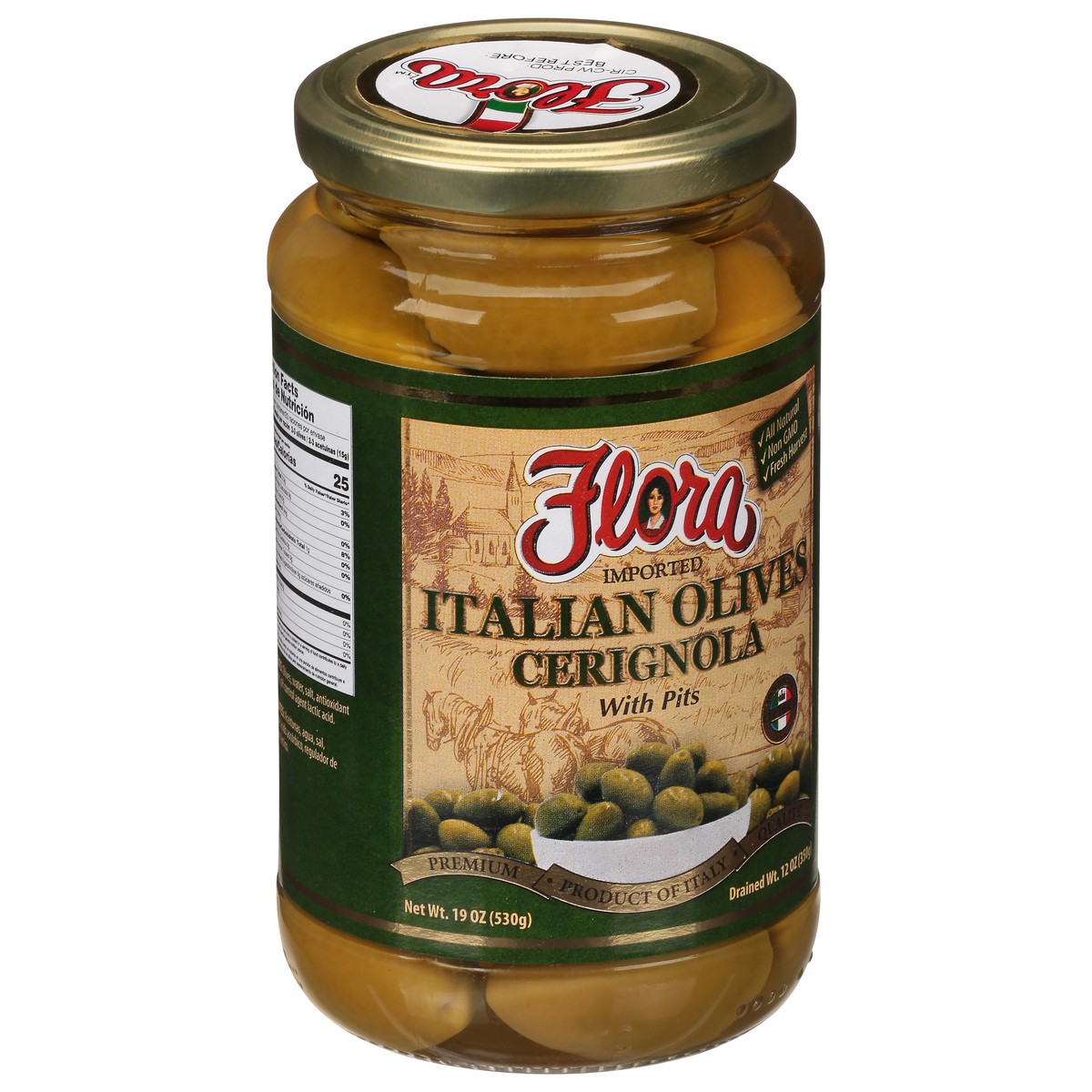 slide 8 of 13, Flora Cerignola Italian Olives with Pits 19 oz, 19 oz