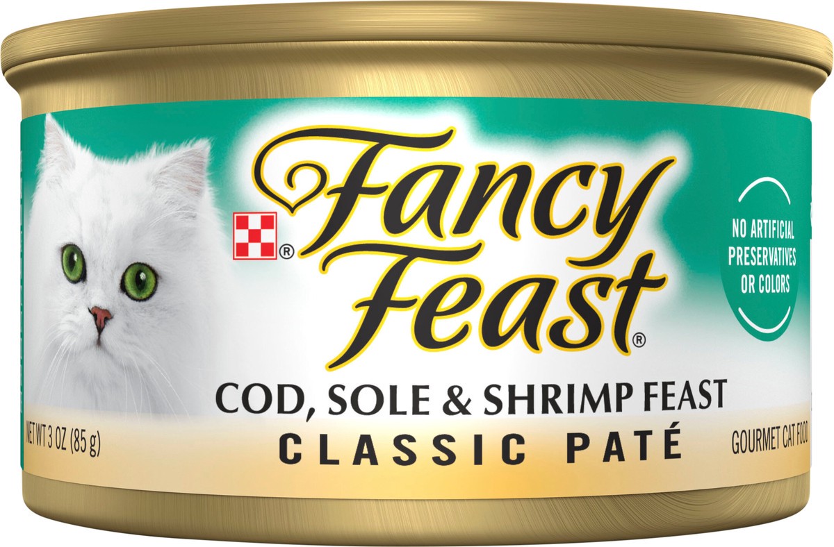 slide 7 of 7, Fancy Feast Purina Fancy Feast Classic Cod, Sole & Shrimp Feast Cat Food, 3 oz
