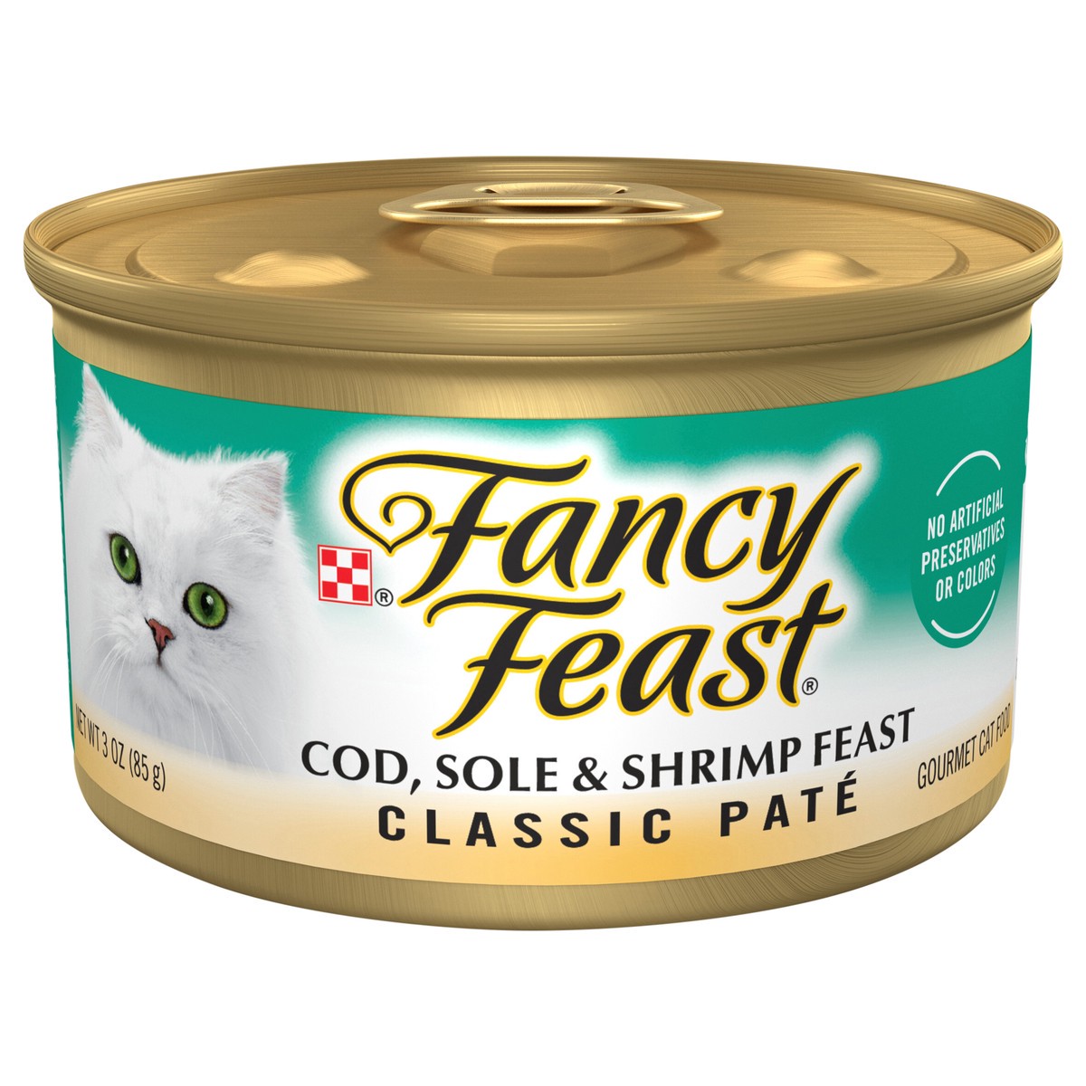 slide 1 of 7, Fancy Feast Purina Fancy Feast Classic Cod, Sole & Shrimp Feast Cat Food, 3 oz