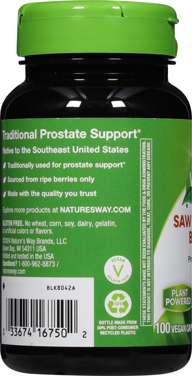 slide 12 of 12, Nature's Way 585 mg Saw Palmetto Berries 100 Vegan Capsules, 100 ct