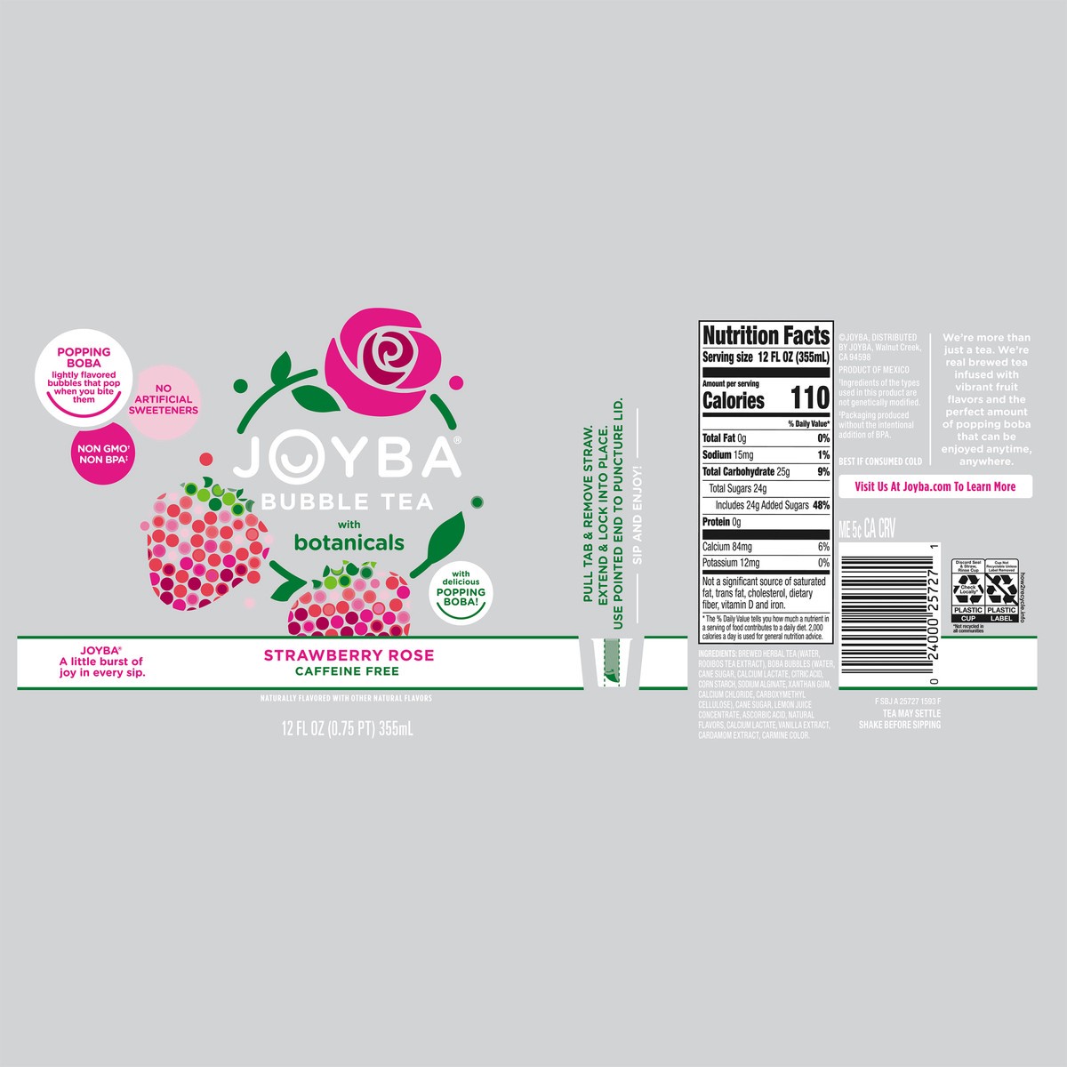 slide 2 of 13, JOYBA Strawberry Rose Bubble Tea 12 fl oz., Cup, 12 fl oz