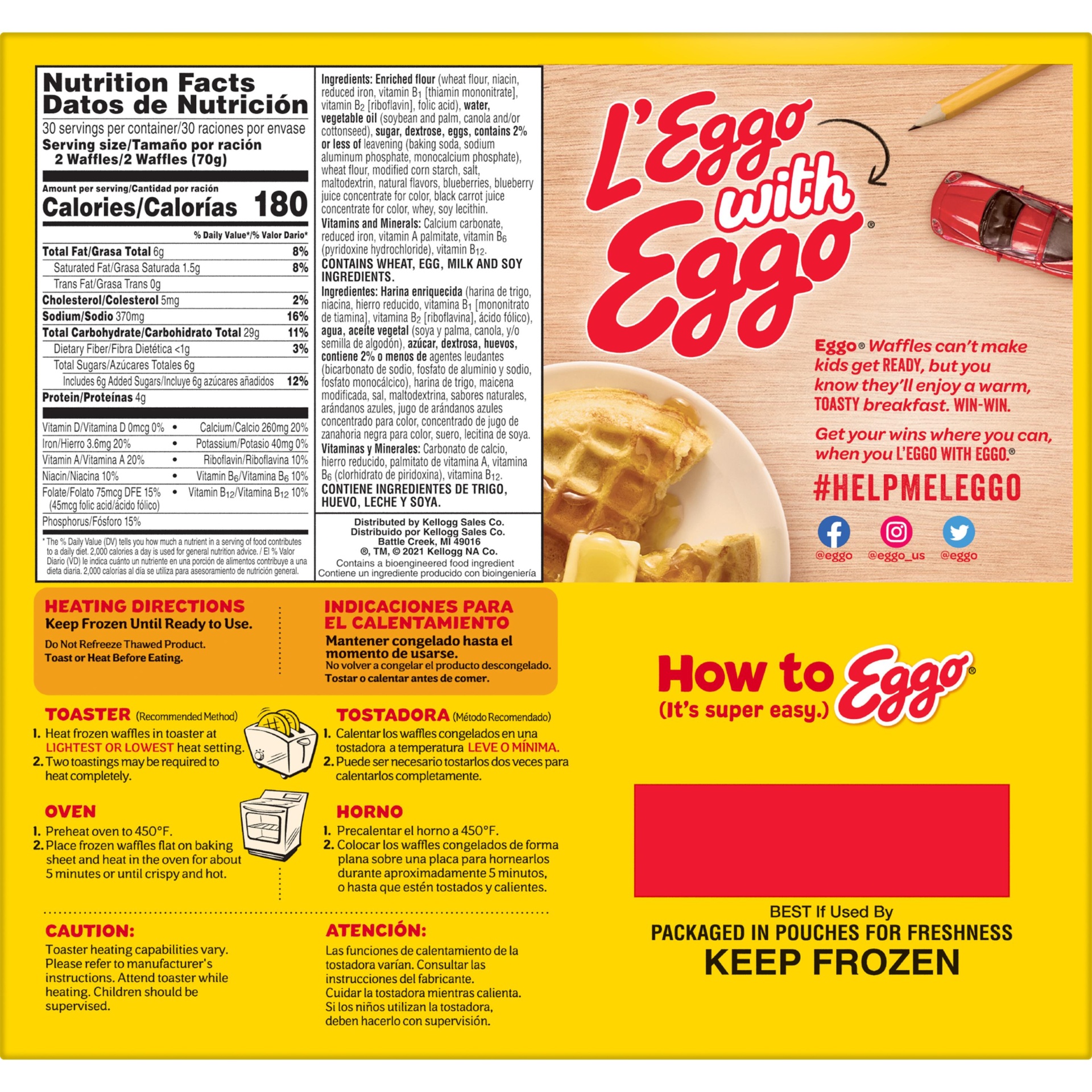 Eggo Frozen Waffles, Blueberry, Frozen Breakfast 74.1 oz Shipt