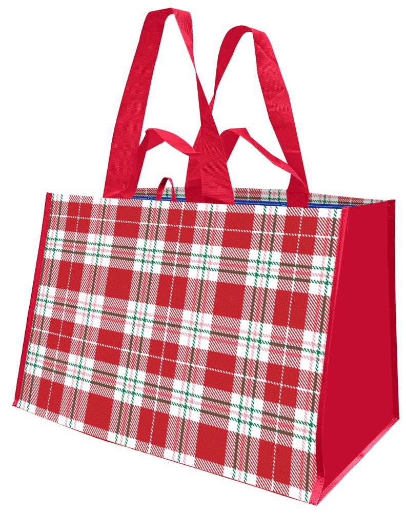slide 1 of 1, Earthwise XL Holiday Plaid Reusable Bag, 1 ct, 1 ct