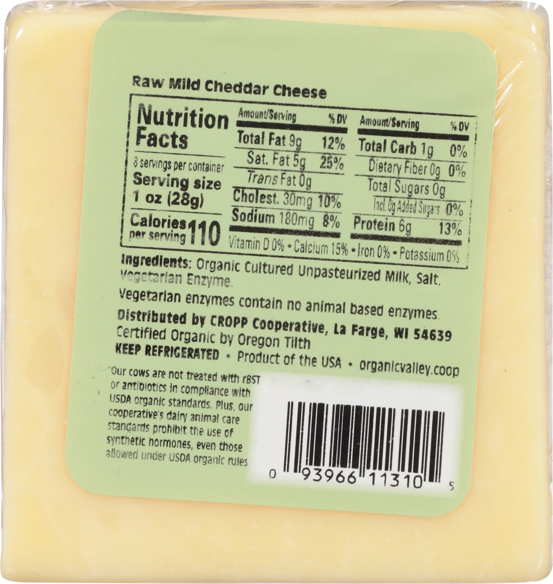 slide 5 of 9, ORGANIC VALLEY Raw Mild Organic Cheddar Cheese Block, 8 oz, 8 oz