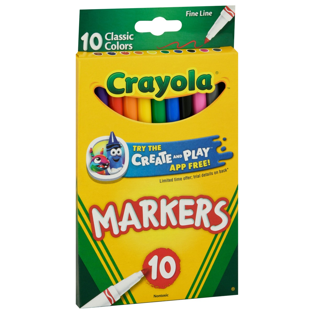 slide 1 of 3, Crayola 10ct Kids Fine Line Markers Classic Colors, 10 ct