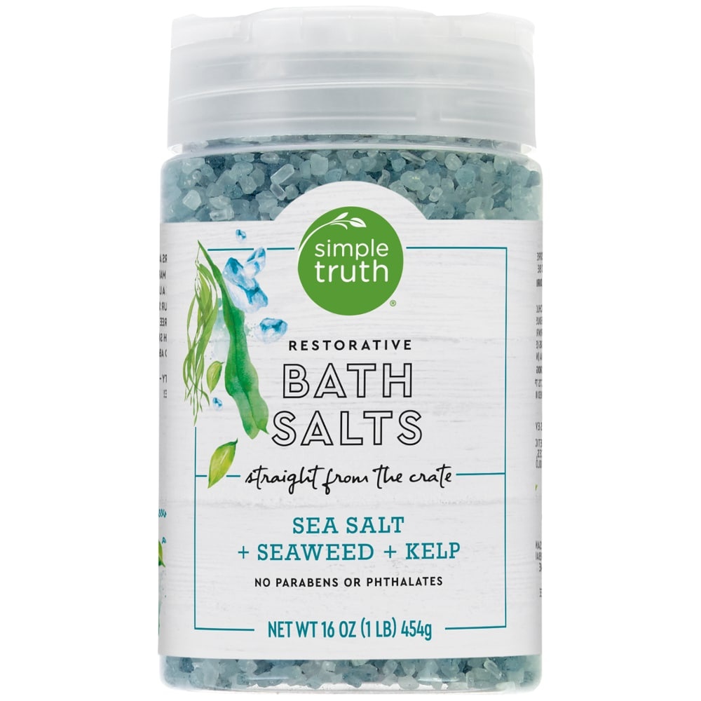 slide 1 of 1, Simple Truth Sea Salt Seaweed & Kelp Restorative Bath Salts, 16 oz