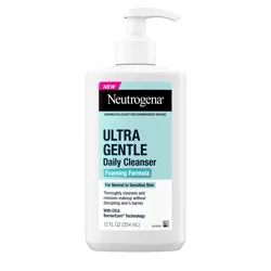 Neutrogena Ultra Gentle Foaming Facial Cleanser, Hydrating Face Wash for Sensitive Skin, Gently Cleanses Face Without Over Drying, Oil-Free, Soap-Free, 12 fl. oz