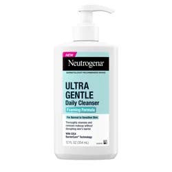 Neutrogena Ultra Gentle Foaming Facial Cleanser, Hydrating Face Wash for Sensitive Skin, Gently Cleanses Face Without Over Drying, Oil-Free, Soap-Free, 12 fl. oz