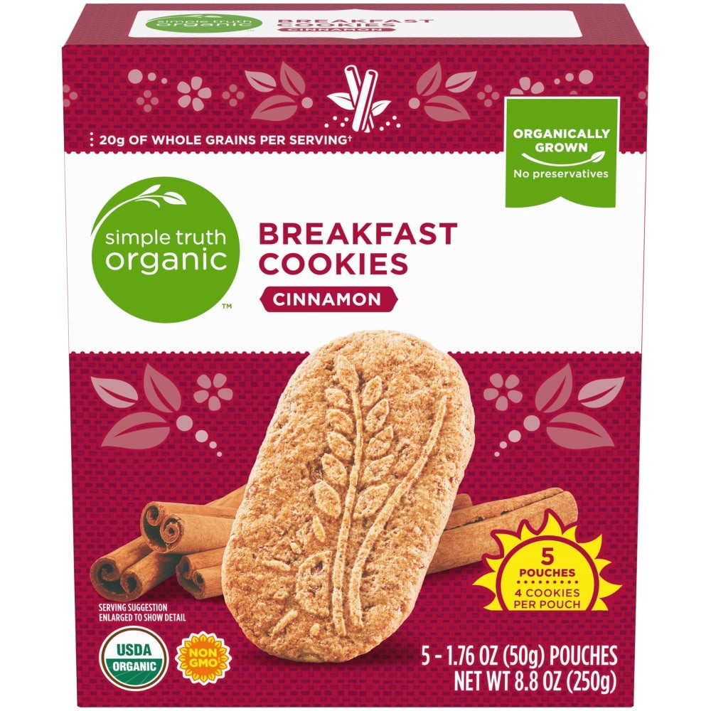 slide 1 of 3, Simple Truth Organic Cinnamon Breakfast Cookies, 5 ct; 1.76 oz