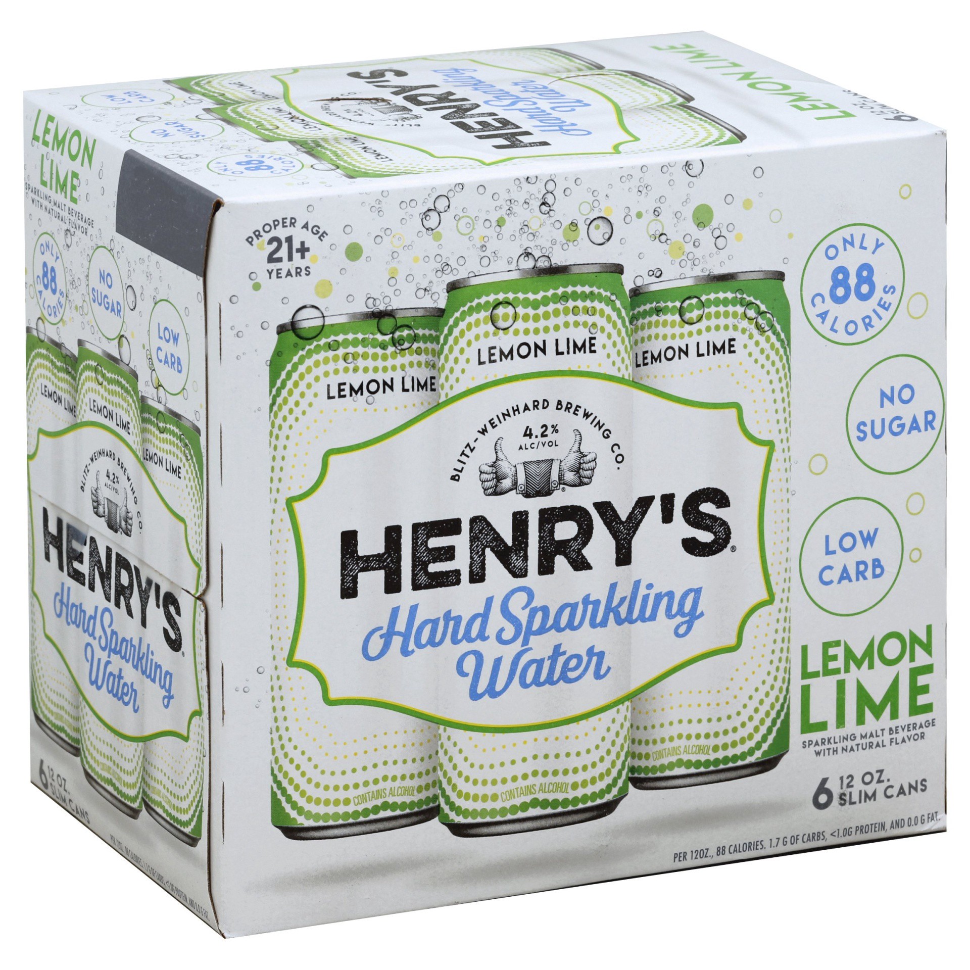 slide 1 of 7, Henry's Sparkling Lemon Lime, 6 ct; 12 fl oz