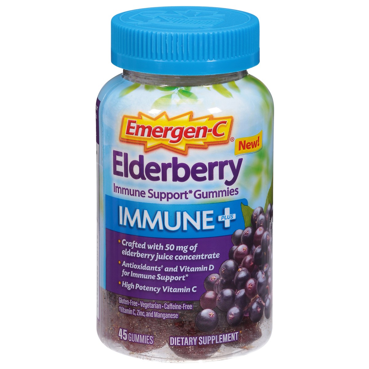 slide 2 of 13, Emergen-C Elderberry Immune+ 45 Gummies, 45 ct