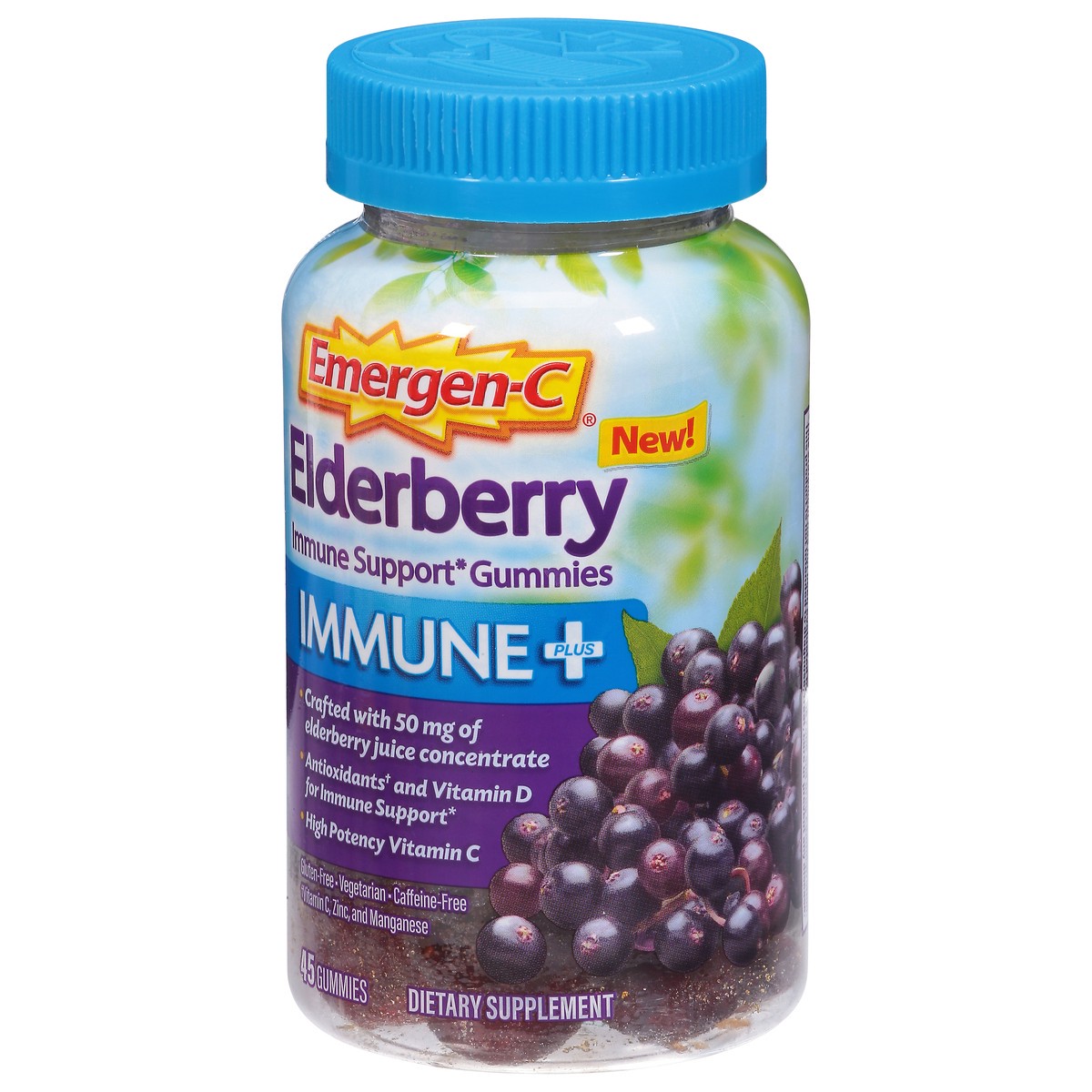 slide 3 of 13, Emergen-C Elderberry Immune+ 45 Gummies, 45 ct