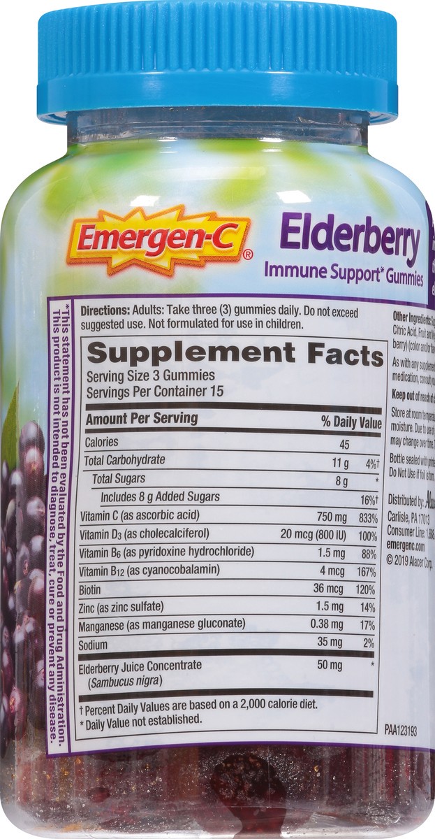 slide 12 of 13, Emergen-C Elderberry Immune+ 45 Gummies, 45 ct