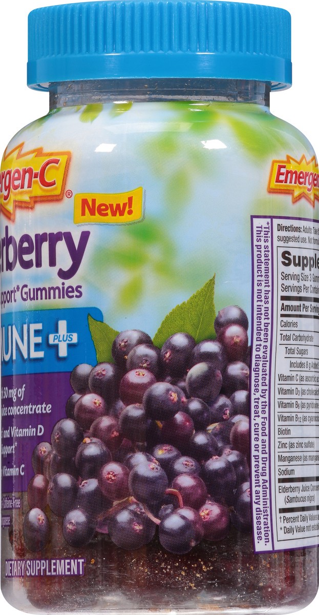 slide 13 of 13, Emergen-C Elderberry Immune+ 45 Gummies, 45 ct