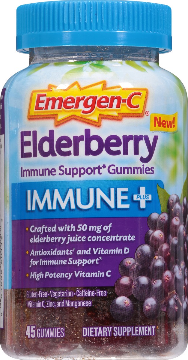 slide 7 of 13, Emergen-C Elderberry Immune+ 45 Gummies, 45 ct