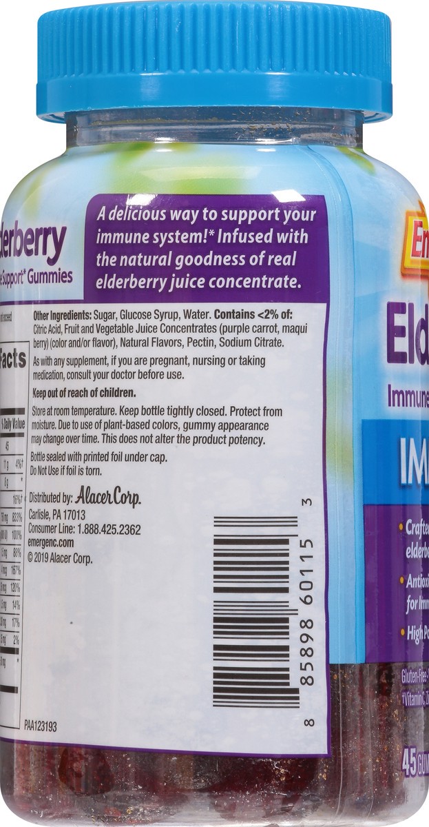 slide 8 of 13, Emergen-C Elderberry Immune+ 45 Gummies, 45 ct