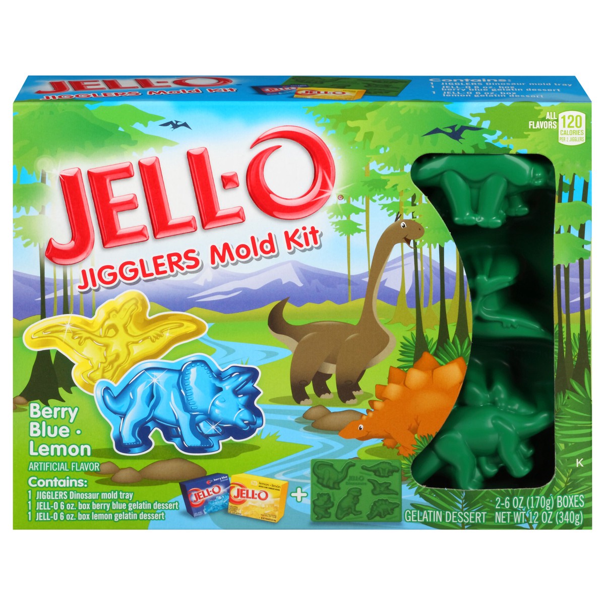 slide 1 of 8, JELL-O Jigglers Berry Blue & Lemon Zoo Mold Kit 12 oz Box, 12 oz