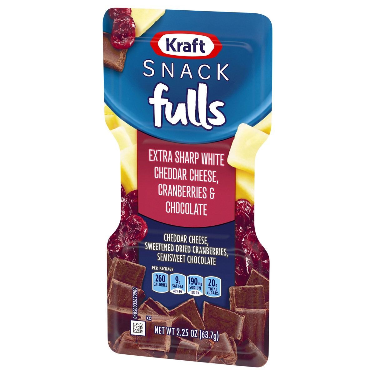 slide 6 of 13, Kraft Trios SnackFulls Extra Sharp White Cheddar Cheese, Dried Cranberries & Chocolate Snack Pack, 2.25 oz Tray, 2.25 oz