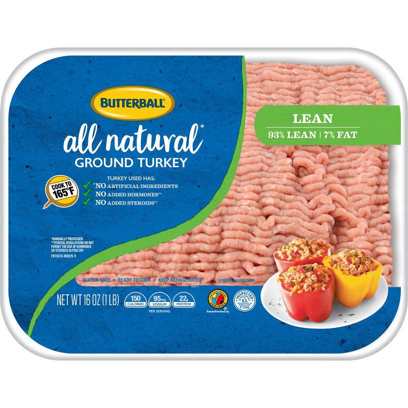 slide 1 of 4, Butterball All Natural Fresh 93/7 Ground Turkey - 1lb, 1 lb