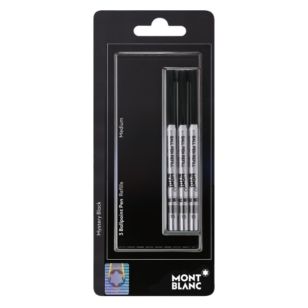 slide 1 of 1, Montblanc Ballpoint Pen Refills, Medium Point, Mystery Black Ink, Pack Of 3 Refills, 3 ct