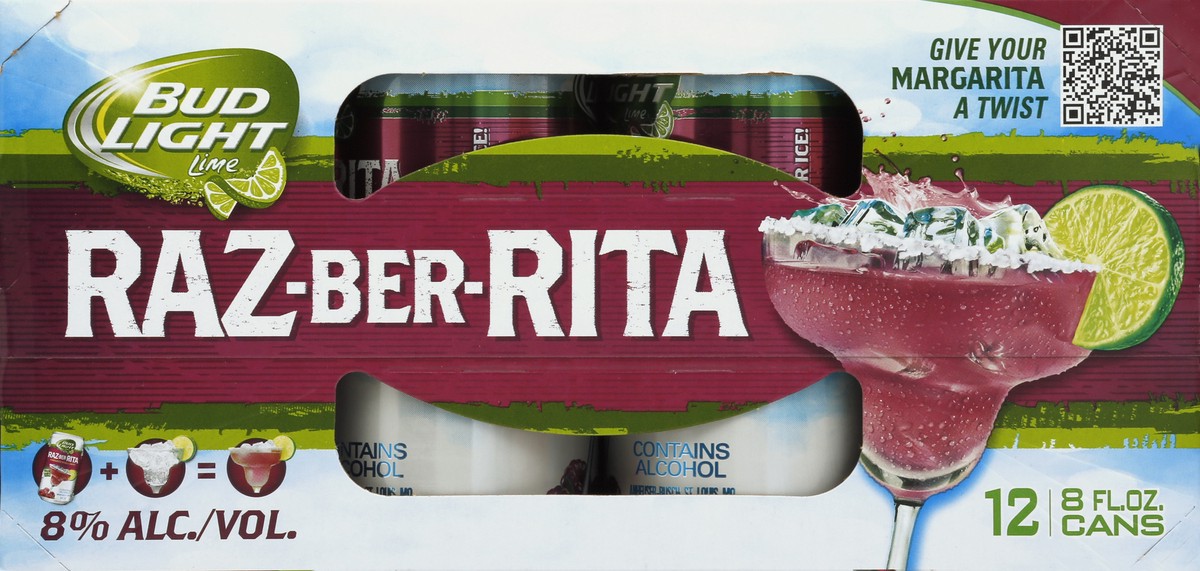 slide 2 of 6, Bud Light Raz-Ber-Rita 12 ea, 12 ct; 12 fl oz